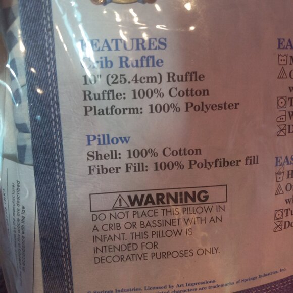 Blue Jean Teddy Nursery Baby 2 Piece Finishing Set Crib Ruffle, Pillow - Picture 6 of 9